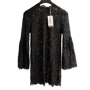 Endless Rose Dress Womens XS Black Lace Sheer Bell Sleeve Witchy Whimsigoth